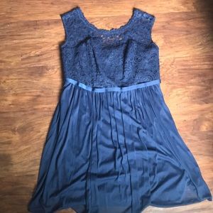 Navy blue lace bridesmaids dress